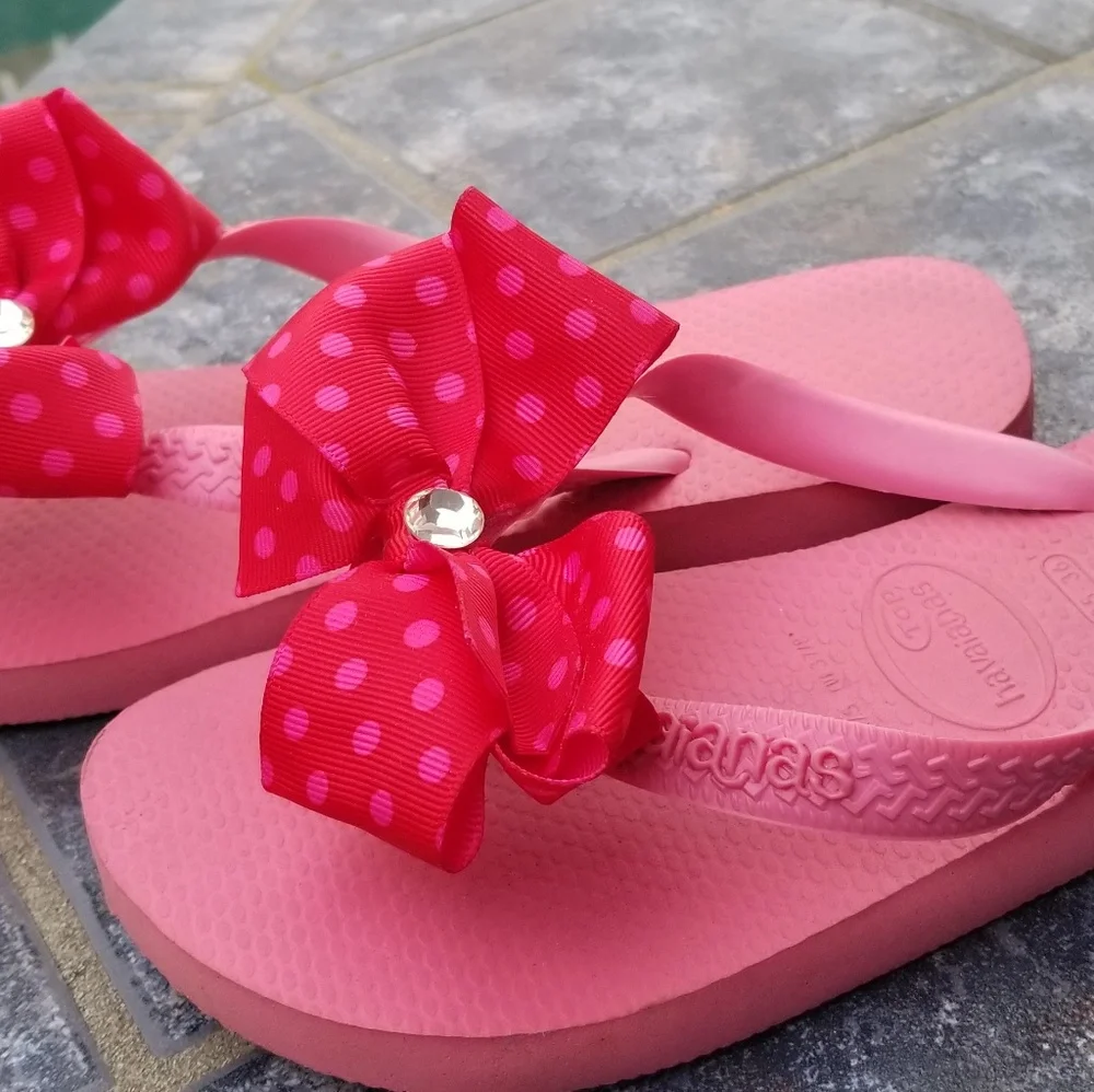 Pink Polka Dot Havaianas Flip Flop Thong Sandals